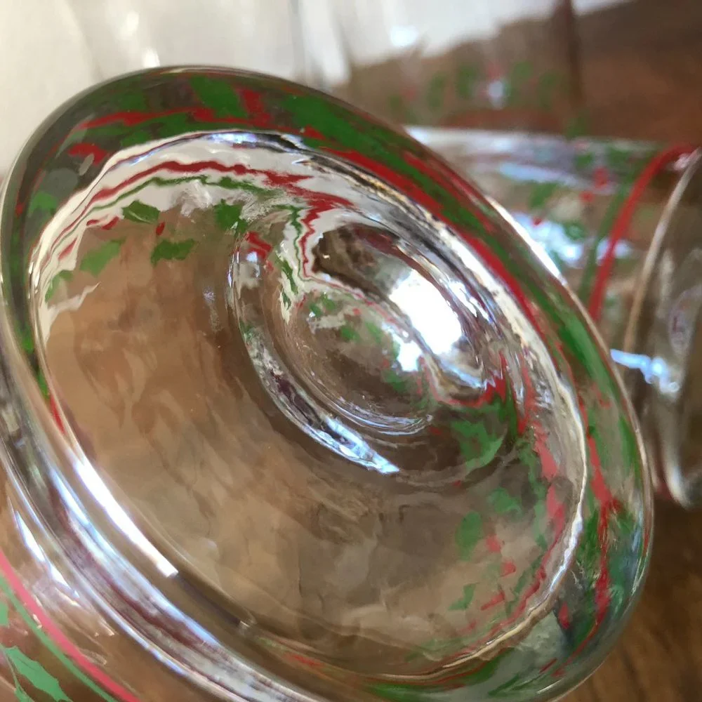 Vtg Set 4 ARBY Christmas Holiday Glass Holly Berry Drinking Glasses ARBY'S 1980s